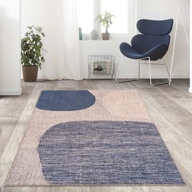 Carpettex 80x50 cm Modern Abstrak Geometrik Gri Krem Kaymaz Yıkanabilir Halı