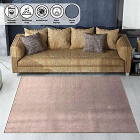 Carpettex 80x50 cm Modern Şönil Dokuma Kaymaz Tabanlı Düz Pudra Rose Halı