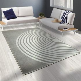 Carpettex 80x50 cm Modern Şönil Dokuma Taban Geometrik Desenli Krem Beyaz Halı