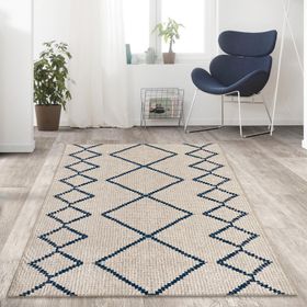 Carpettex İskandinav Tarzı Sonsuz Karo Desenli Krem Kaymaz Taban Makinada Yıkanabilir 80x120 cm Halı
