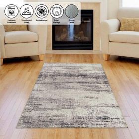 Carpettex Kaymaz Taban Makinada Yıkanabilir 60x100 cm Modern Abstrak Çizgi Desenli Gri Halı