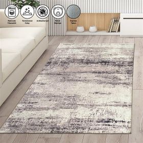 Carpettex Kaymaz Taban Makinada Yıkanabilir 60x100 cm Modern Abstrak Çizgi Desenli Gri Halı