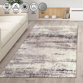 Carpettex Kaymaz Taban Makinada Yıkanabilir 60x100 cm Modern Abstrak Çizgi Desenli Gri Halı