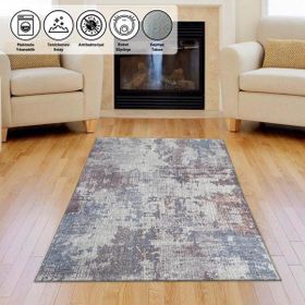 Carpettex Kaymaz Taban Makinada Yıkanabilir 80x50 cm Modern Çizgi Tarama Desenli Karışık Renkli Halı
