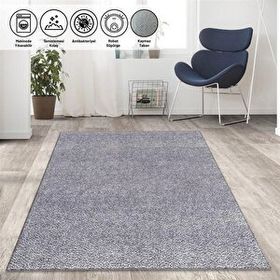 Carpettex Kaymaz Taban Yıkanabilir 80x50 cm Modern Düz Kırçıllı Açık Gri Halı