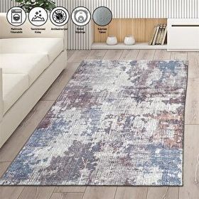 Carpettex Modern Çizgi Tarama Desenli Karışık Renkli Kaymaz Taban Makinada Yıkanabilir 120x160 cm Halı