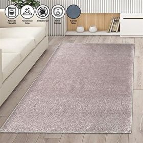 Carpettex Modern Desenli Bulanık Pudra Rose Kaymaz Taban Yıkanabilir 120x160 cm Halı