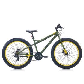 Carraro Fat Bike 432H 26 Jant 21 Vites HD Mat Haki Yeşil Sarı Dağ Bisikleti