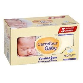 Carrefour 3x40'lı Baby Yenidoğan Islak Pamuk Havlu