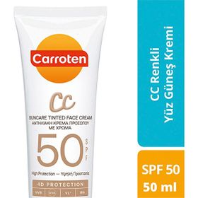 Carroten CC SPF50 Renkli 50 ml Yüksek Koruma ve Cilt Tonu Yüz Güneş Kremi