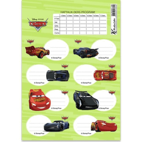 Cars 3'lü Okul Etiketi