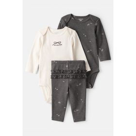 Carter's 121I193 Gri 3'Lü Kız Bebek Set