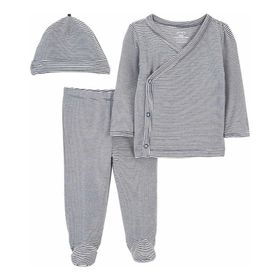 Carter's 1O967510 Mavi Layette Erkek Bebek 3'lü Alt Üst Set