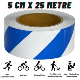 Carub BR2406002 Hk Çapraz 5 cm x25 m Beyaz/Mavi Fosfor Bant