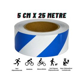 Carub BR2406002 Hk Çapraz 5 cm x25 m Beyaz/Mavi Fosfor Bant