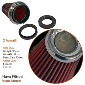 Carub BR4686001 Hk 2 Aparat Krom Kırmızı Uzun Tip Hava Filtresi
