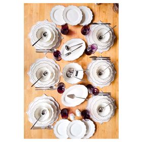 Casa De Bella Gümüş Şeritli 6 Kişilik 29 Parça Bone China Yemek Takımı