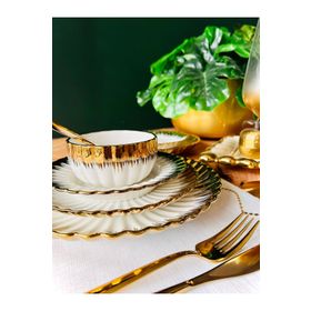 Casa De Bella Ptolemaios 24 Parça 6 Kişilik Gold Yaldızlı Porselen Yemek Takımı