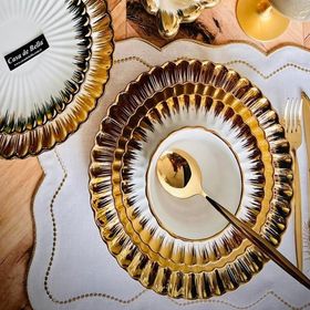 Casa De Bella Ptolemaios 24 Parça 6 Kişilik Gold Yaldızlı Porselen Yemek Takımı