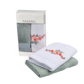 Casabel 2'li Pamuk 50x60 cm Mint Bahar Çiçekleri Mutfak Havlusu