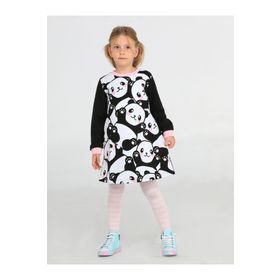 Casabony CS-23K-001 Pandas Baskılı Siyah Kız Çocuk Elbise