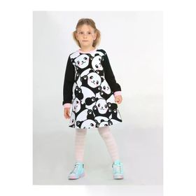 Casabony CS-23K-001 Pandas Baskılı Siyah Kız Çocuk Elbise