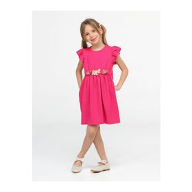 Casabony CS-24Y-035 Çiçekli Fuşya Kız Çocuk Elbise