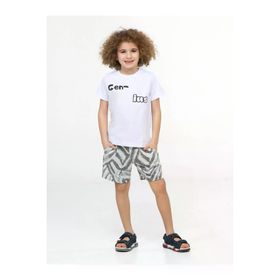 Casabony CS-24Y-062 Gen-Ius Desenli Siyah Erkek Çocuk Şort Takım