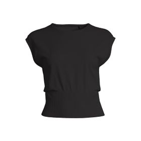 Casall Bisiklet Yaka Düz Siyah Kadın 23101-901 Seamless Graphical Rib Te T-shirt