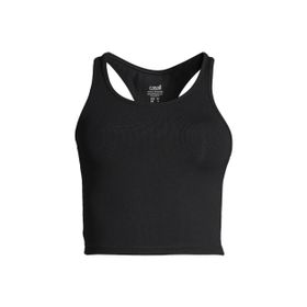 Casall O Yaka Düz Siyah 20424-901 Crop Rib Racerback Kadın Atlet