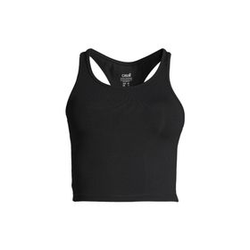 Casall O Yaka Düz Siyah 20424-901 Crop Rib Racerback Kadın Atlet