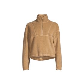 Casall Tam Balıkçı Yaka Düz Bej 22188-891 Pile Half Zip Kadın Zip Ceket