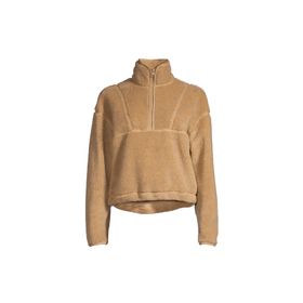 Casall Tam Balıkçı Yaka Düz Bej 22188-891 Pile Half Zip Kadın Zip Ceket