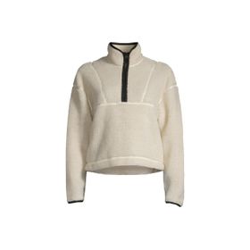 Casall Tam Balıkçı Yaka Düz Beyaz 22188-003 Pile Half Zip Kadın Zip Ceket