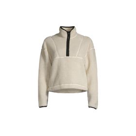 Casall Tam Balıkçı Yaka Düz Beyaz 22188-003 Pile Half Zip Kadın Zip Ceket