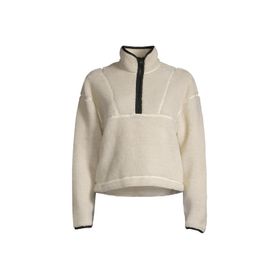 Casall Tam Balıkçı Yaka Düz Beyaz 22188-003 Pile Half Zip Kadın Zip Ceket