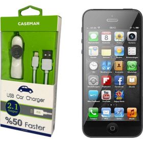 Case Man Apple iPhone 5 Data Kablosu + Araç Şarj Cihazı Adaptörü