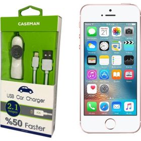 Case Man Apple iPhone SE Data Kablosu + Araç Şarj Cihazı Adaptörü