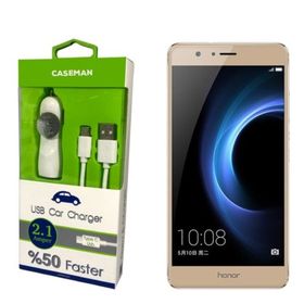 Case Man Huawei Honor V8 Data Kablosu+Araç Şarj Cihazı Adaptör
