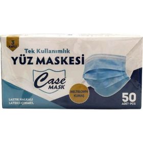 Case Meltblown Filtreli 3 Katlı Mavi 50 Adet Cerrahi Maske