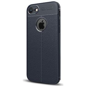 CaseStreet Apple iPhone 7 Niss Deri Görünümlü Arka Koruma Lacivert Silikon Kılıf