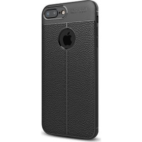 CaseStreet Apple iPhone 7 Plus Niss Deri Görünümlü Arka Koruma Siyah Silikon Kılıf