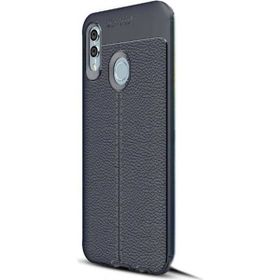 CaseStreet Huawei P Smart 2019 Niss Deri Görünümlü Nano Glass Lacivert Silikon Kılıf