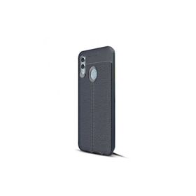 CaseStreet Huawei P Smart 2019 Niss Deri Görünümlü Nano Glass Lacivert Silikon Kılıf