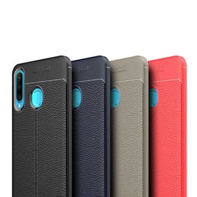 CaseStreet Huawei P30 Lite Niss Deri Görünümlü Kırmızı Silikon Kılıf