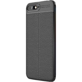 CaseStreet Huawei Y6 2018 Niss Deri Görünümlü Nano Glass Siyah Silikon Kılıf