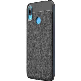 CaseStreet Huawei Y6 2019 Niss Deri Görünümlü Nano Glass Siyah Silikon Kılıf
