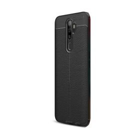 CaseStreet OPPO A5 2020 Niss Deri Görünümlü Nano Glass Siyah Silikon Cep Telefonu Kılıf