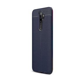 CaseStreet OPPO A9 2020 Niss Deri Görünümlü Nano Glass Lacivert Silikon Cep Telefonu Kılıf