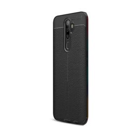 CaseStreet OPPO A9 2020 Niss Deri Görünümlü Nano Glass Siyah Silikon Cep Telefonu Kılıf